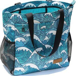 Original Floral Tote Bag Large Shoulder Bag with Multi Pockets for Gym Travel Be